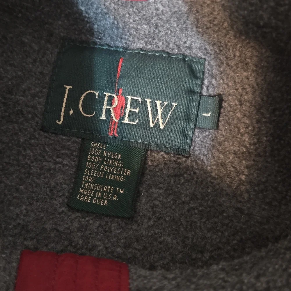 J. Crew Bomber Jacket Mens L Red Vintage Oarsman Fleece Lined USA 90s